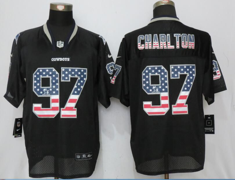 Men Dallas cowboys 97 Charlton USA Flag Fashion Black New Nike Elite NFL Jersey